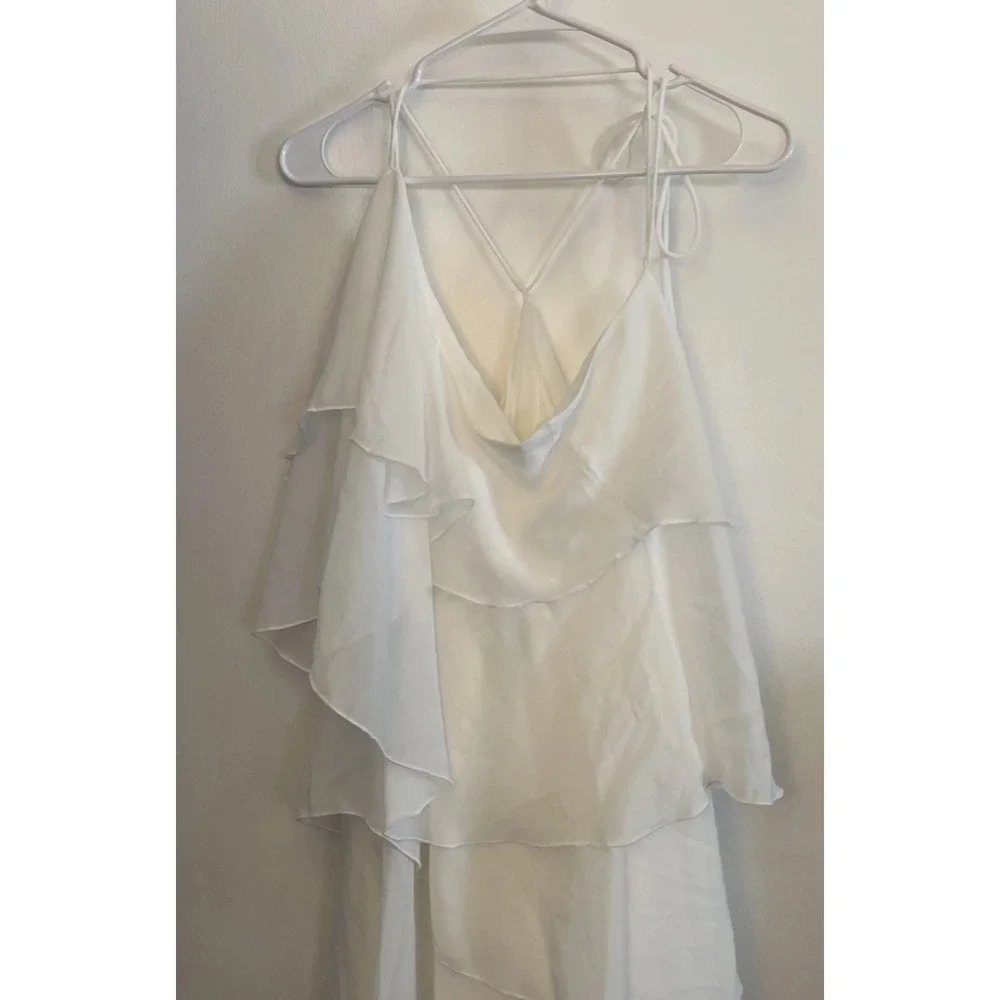 White Layered Ruffle Dress Size Large - Picture 2 of 9